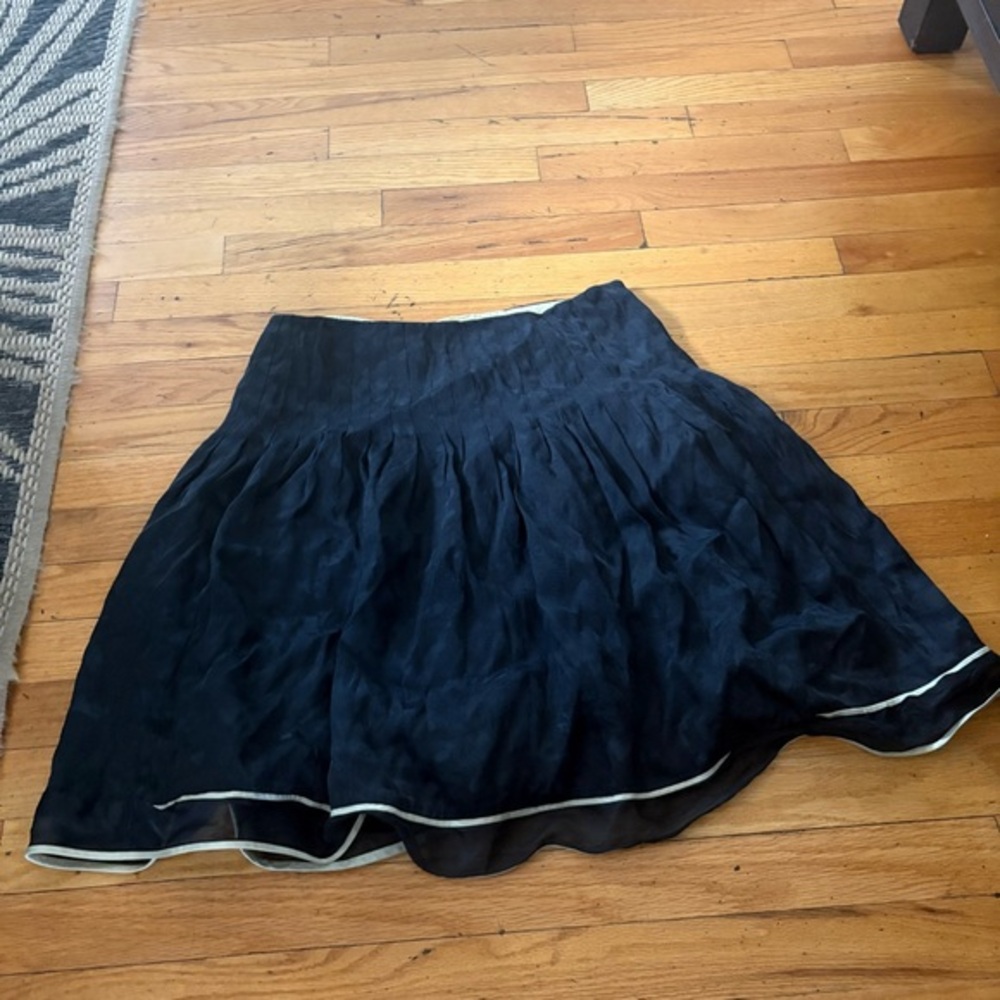 Kay Unger Blue Leopard Silk Skirt Size 10